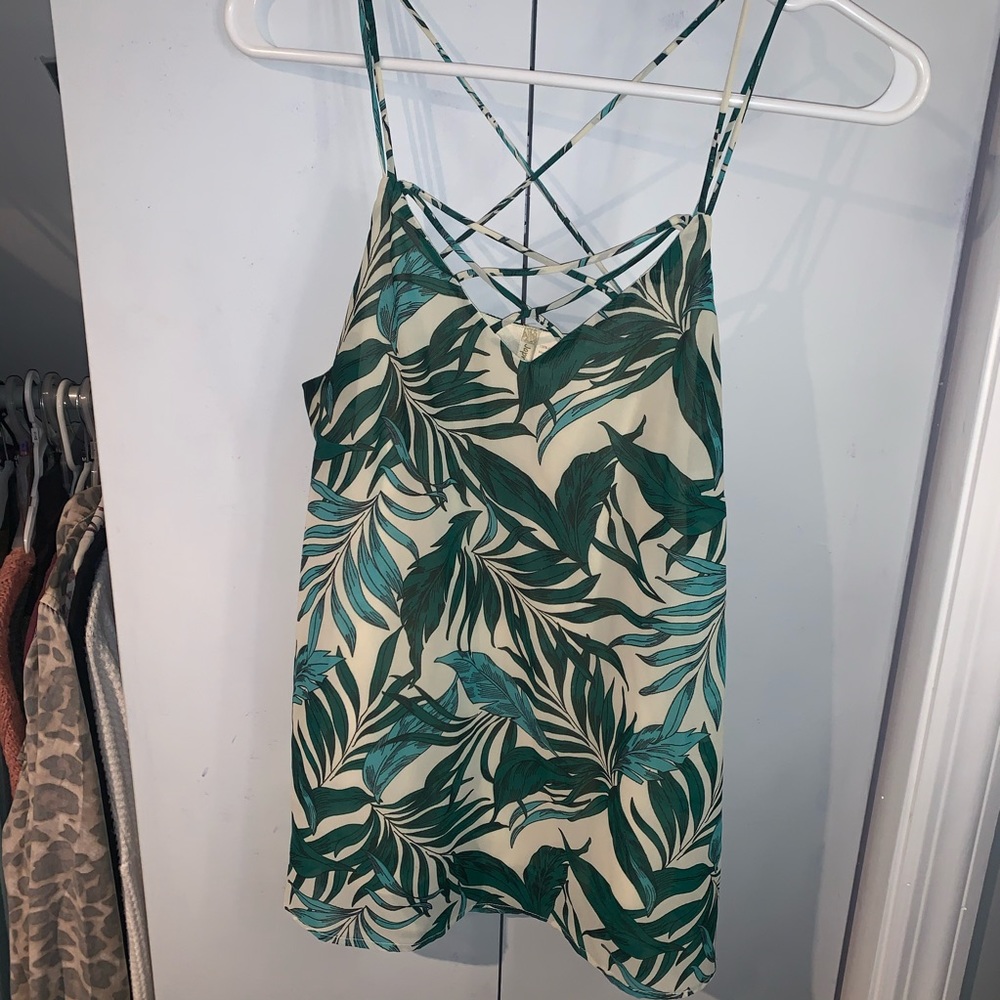 Japna Tropical Leaves Strappy Tank Top